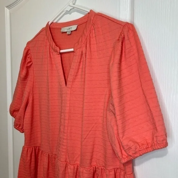LOFT Puff Sleeve Flounce Swing Dress size L - Picture 5 of 16